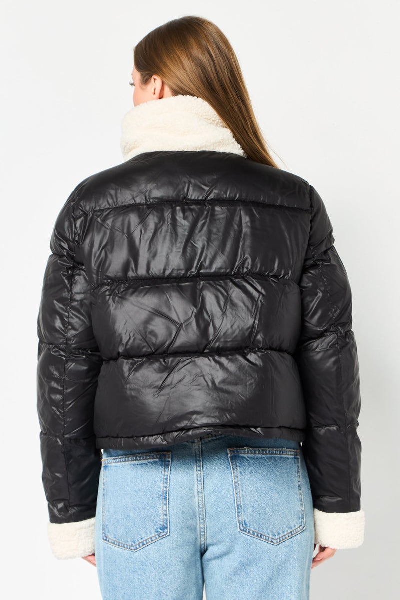 French Connection جاكيت مبطن للنساء، أسود - Image 4